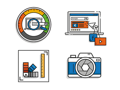 Iconen set design graphic icon illustration marketing online photography sea seo