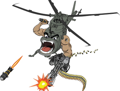OH-58 caricature illustrat poster vector