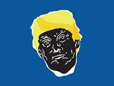 Trump america blue face hair illustration line president trump yellow