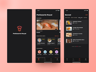 Patisserie Royal dark theme dark ui ios recipe book recipe card recipes app