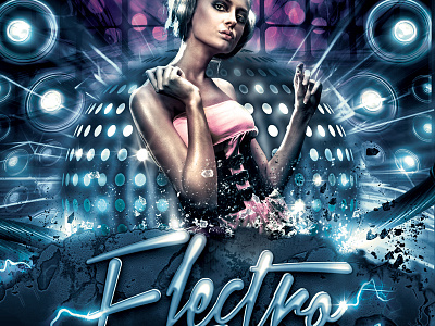 Electro Vibes club dance effect electrified electro event flyer groove house lightning music original party poster print sexy speakers techno template trance vibes