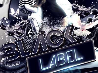 Black label black black and white club dance event flyer gig hip hop music neon nightclub party poster print psd rb template