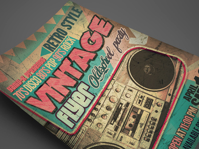 Vintage Flyer Template 80s 90s advertising bash boombox club disco flyer hits music old school party pop poster print design template type typography vintage