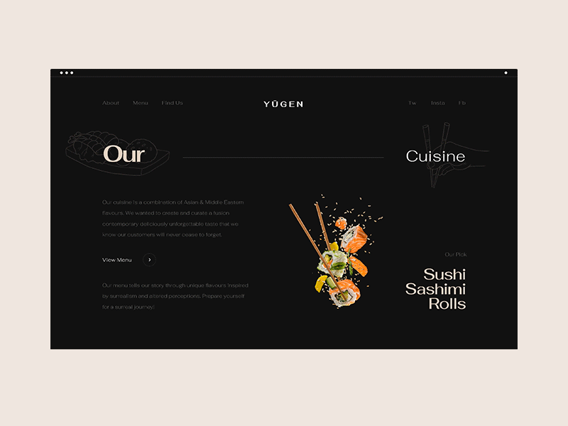Yūgen Café Website Redesign - Scroll Animation animation asian cafe clean food japanese minimal typography ui web webdesign website