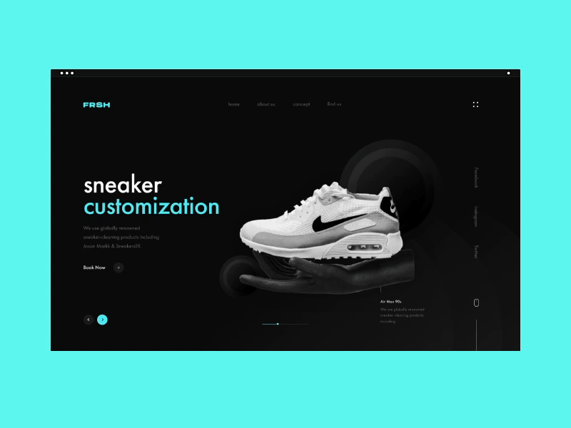 FRSH Concept - Website Animation - Landing Page animation cleaning service sneakers ui