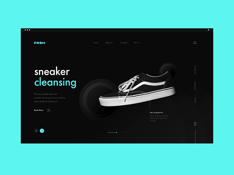 FRSH Concept - Website Slider Animation - Landing Page animation black clean concept slider sneaker typogaphy ui web webdesign