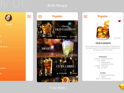 DAily UI #040 Recipe 040 app cocktail daily ui interaction design recipe sketch ui design visual design
