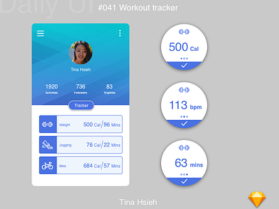 Daily UI #041 workout tracker 041 account daily ui mobile profile tracker ui ui design uiux watch workout workout tracker