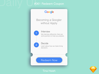 Daily UI #061 Redeem Coupon 061 coupon daily ui google redeem redeem coupon sketch ui design visual web design