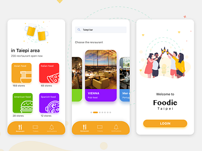 Foodie Taipei foodie mobile design restaurant sketch ui design uiux visual design