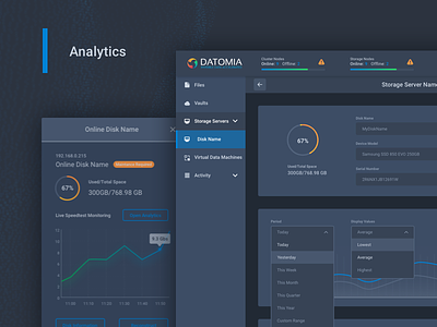 Datomia Storage Analytics admin analytics cloud dashboard files panel showcase ui ux web