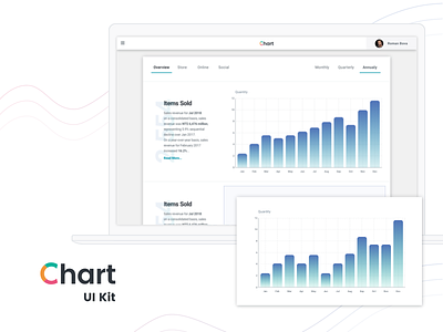 Sales App - Annually overview analytics bar chart dashboard free legend service sketch web