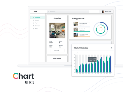 Apartments rental dashboard chart comparison donut free legend linear pie plot progress sketch web