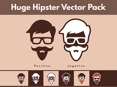 Huge Free Hipster Vector Pack ai avatar character free freebie hipster illustration moustache psd retro vector vintage