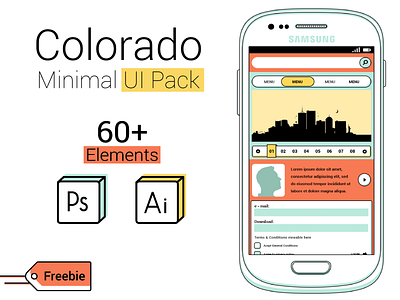 Colorado: 30+ Free Items Minimal UI Pack ai free freebie graphic design gui illustrator minimal photoshop psd ui ui pack webdesign