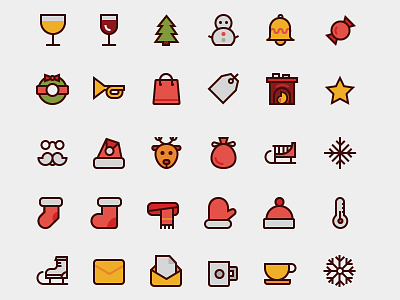 40 Free Christmas Winter Icons christmas color flat free freebie icons illustrator line vector winter