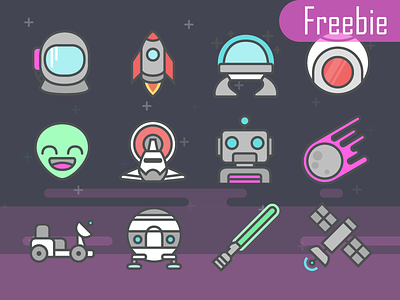 Free Space Icons alien color download free freebie glyph icon icons line space svg vector