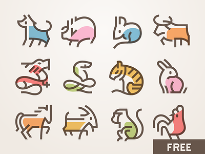 Xīn Nián﻿ Kuài Lè! 春节图标 - Free Chinese New Year icons animals chinese free icons spring vector 图标 新年 春节 生肖