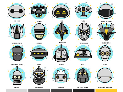 Famous Robots Icons evangelion famous freebie futurama icons mazinger robocop robots star wars terminator transformers vector