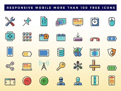 Responsive Mobile Icon Dribbble color line download editable free freebie icon illustration mobile png responsive vector