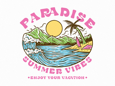 PARADISE apparel artwork branding clothing design designforsale designmerch drawing graphic design illustration merch merchandise paradise streetwear summervibes t shirt vacation vector