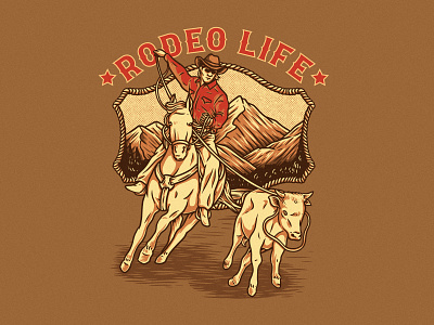 RODEO LIFE apparel art artwork branding clothing design designforsale drawing horse illustration outdoor retro rodeo rodeolife streetwear teamroping tshirt vintage