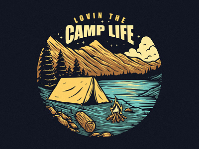 LOVIN THE CAMP LIFE apparel art artwork branding camp clothing design designforsale drawing forest illustration mountain outdoor tshirt vintage