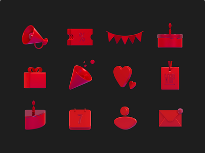 3D Icon set 3d 3d blender 3d icon blender3d icon red