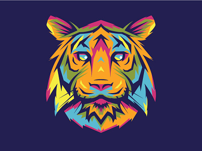 Mad Tiger animal colorful geometric tiger vibrant