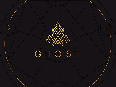 Ghost alien geometric line art logo magic minimal