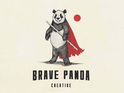 Brave Panda Creative brave detailed drawing hand drawn illustration logo panda superhero