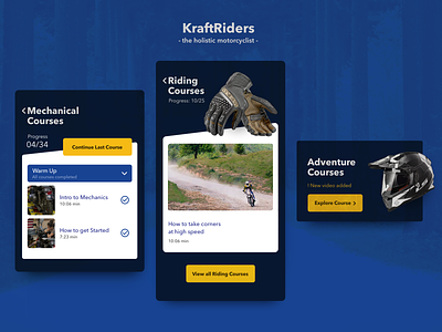 KraftRiders - Motorcycle Learning - Shot 1 app education flat motorcycle ui ux video
