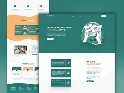 Investola - Investment Consultant Sales Page (UI) case study consultant finance green investation investment investment consultant light orange page sales page template ui uiux ux website website template white