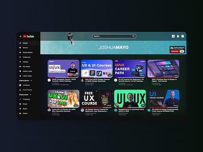 Youtube Redesign - Watch Online Videos channels dark dark theme design online online video online videos redesign template ui ui design uiux ux video videos website website design website template youtube youtube redesign