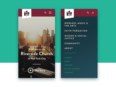 Riverside Church Mobile Menu church menu mobile navigation ui ux