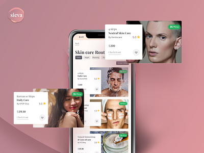 Sieva app branding concept design graphic design interface design mobile ui product design skincare ui uxui