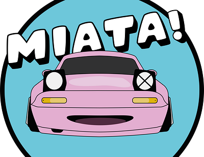 Cuuute Miata! car car design cute car drift graphic design illustration illustrator jdm mazda miata miata stance car t shirt design typography vector vector car