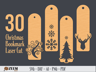 30 Laser Cut Christmas Bookmark SVG Files christmas bookmark dxf files glowforge files laser cut bookmark laser cut files svg files