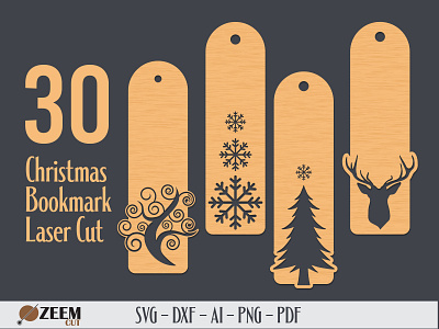 30 Laser Cut Christmas Bookmark SVG Files