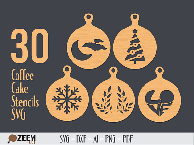 30 Coffee or Cake Stencils SVG Files