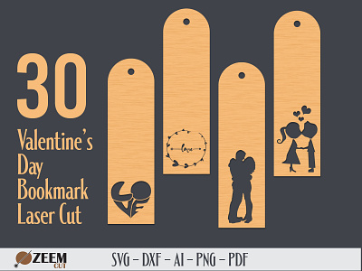 30 Laser Cut Valentin's Day Bookmark SVG Files bookmark files dxf files glowforge files laser cut bookmark laser cut files svg files valentines day bookmark