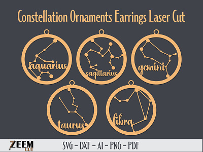 Constellation Ornaments Laser Cut SVG Files Bundle constellation svg files glowforge files laser cut constellations laser cut files
