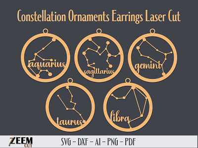 Constellation Ornaments Laser Cut SVG Files Bundle