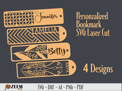 Personalized Bookmark Laser Cut SVG Files glowforge files laser cut bookmark laser cut files personalized bookmark svg files