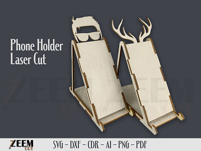 Laser Cut Phone Holder Antlers and Men's Fashion SVG Files cell phone holder dxf files glowforge files laser cut phone holder phone holder laser cut files svg files