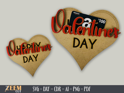 Valentines Day Gift Card Holder SVG Laser Cut Files dxf files gift card holder svg glowforge files laser cut files svg files