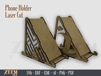 Two variations of Mobile Phone Stand Laser Cut SVG Files dxf files glowforge files laser cut files phone stand holder phone stand svg svg files