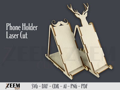 Moustache and Antlers 2 Variations SVG Laser Cut Phone Stands dxf files glowforge tested files laser cut files phone stand svg svg files