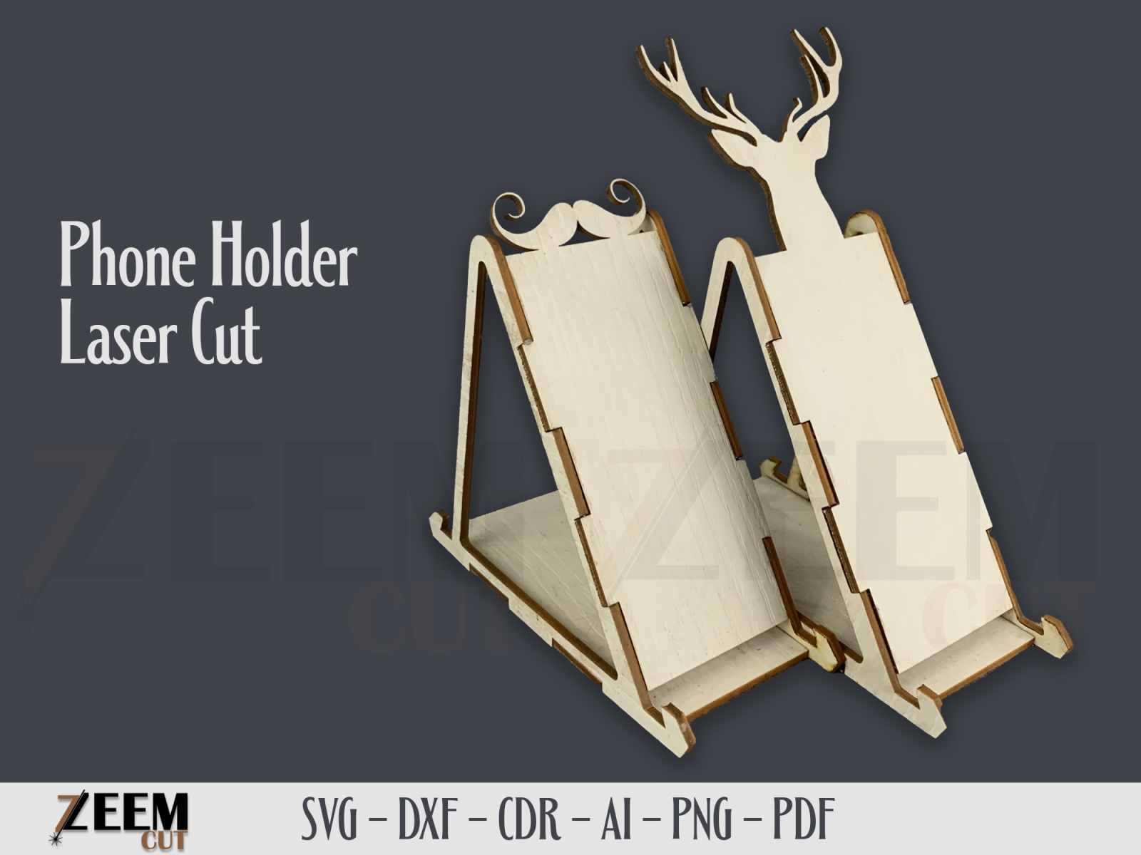 Moustache and Antlers 2 Variations SVG Laser Cut Phone Stands by Umar ...