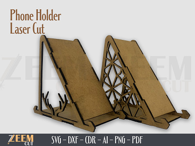 Two Variations of Mobile Phone Stand Holder Laser Cut SVG Files dxf files glowforge tested files laser cut files phone stand laser cut files svg files